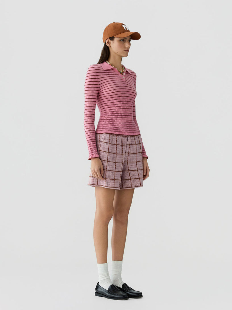 Smocked L/S Shrunken Polo