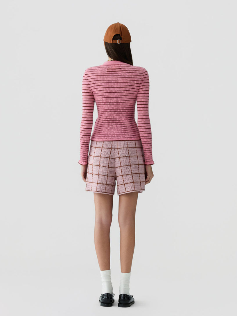 Smocked L/S Shrunken Polo