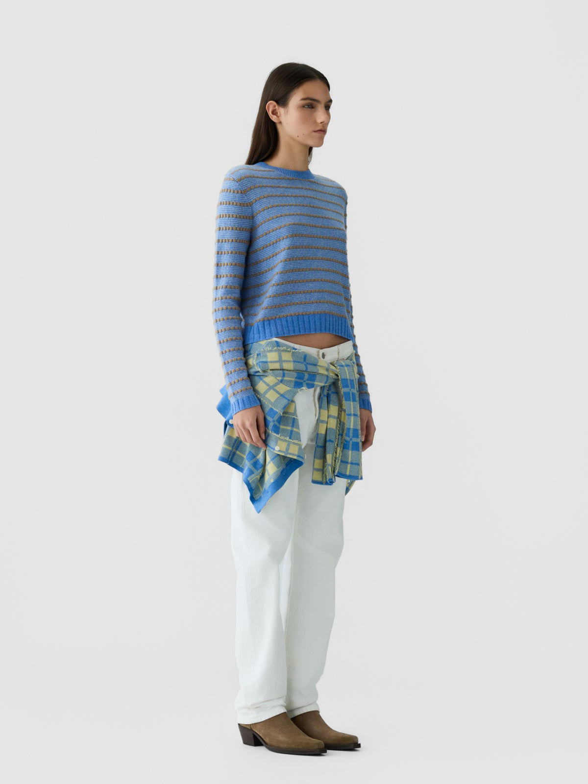 Pebble Stripe Shrunken Crew