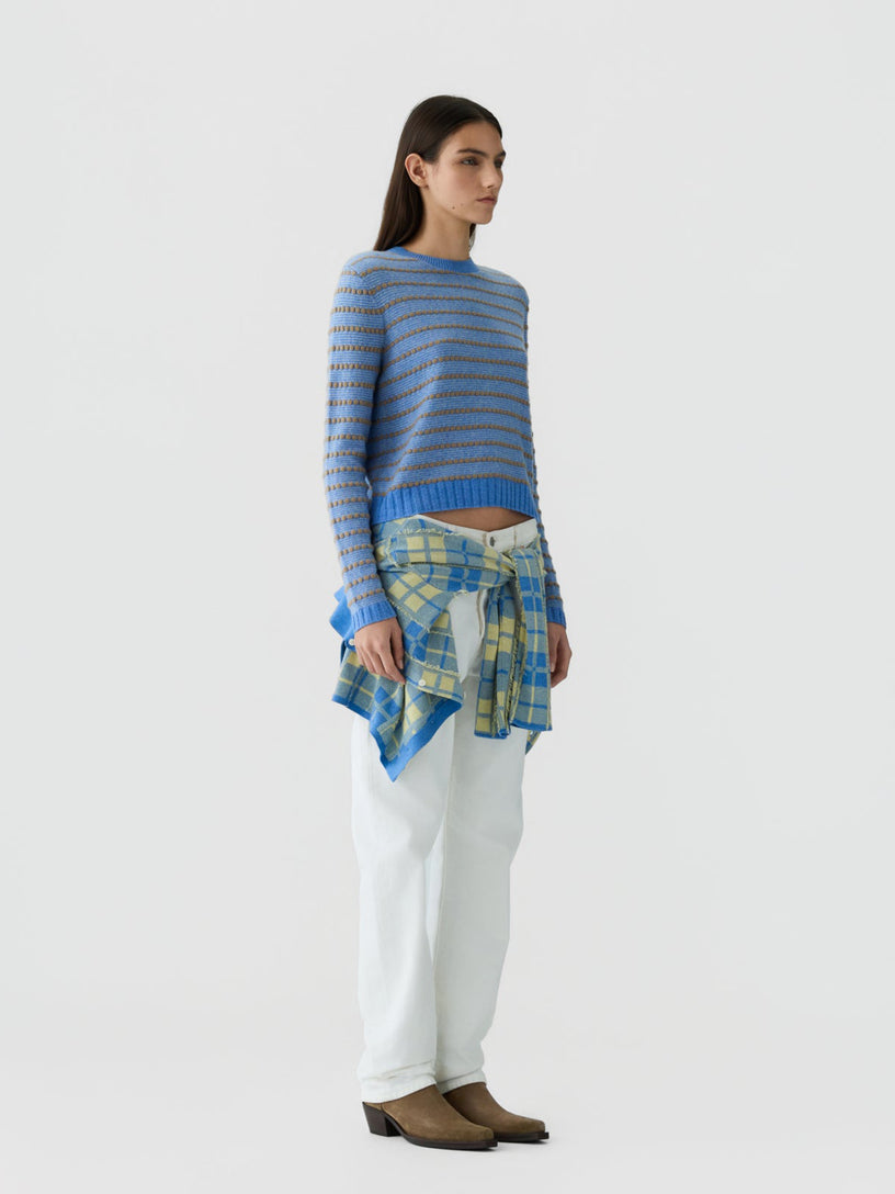 Pebble Stripe Shrunken Crew