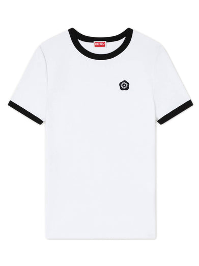 T-shirt aderente in cotone ricamata 'Boke Flower 2.0'