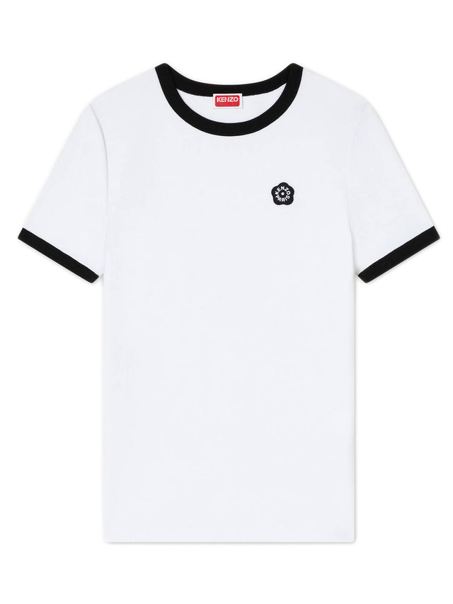 T-shirt aderente in cotone ricamata 'Boke Flower 2.0'