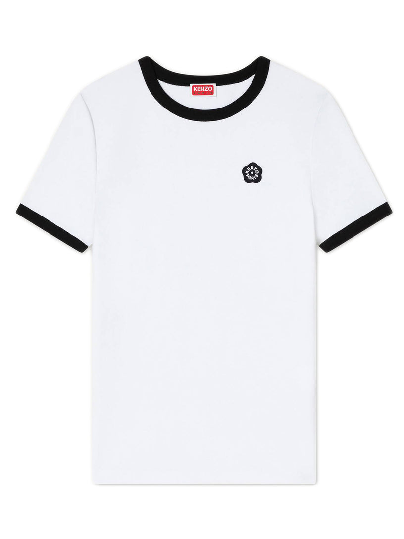 T-shirt aderente in cotone ricamata 'Boke Flower 2.0'