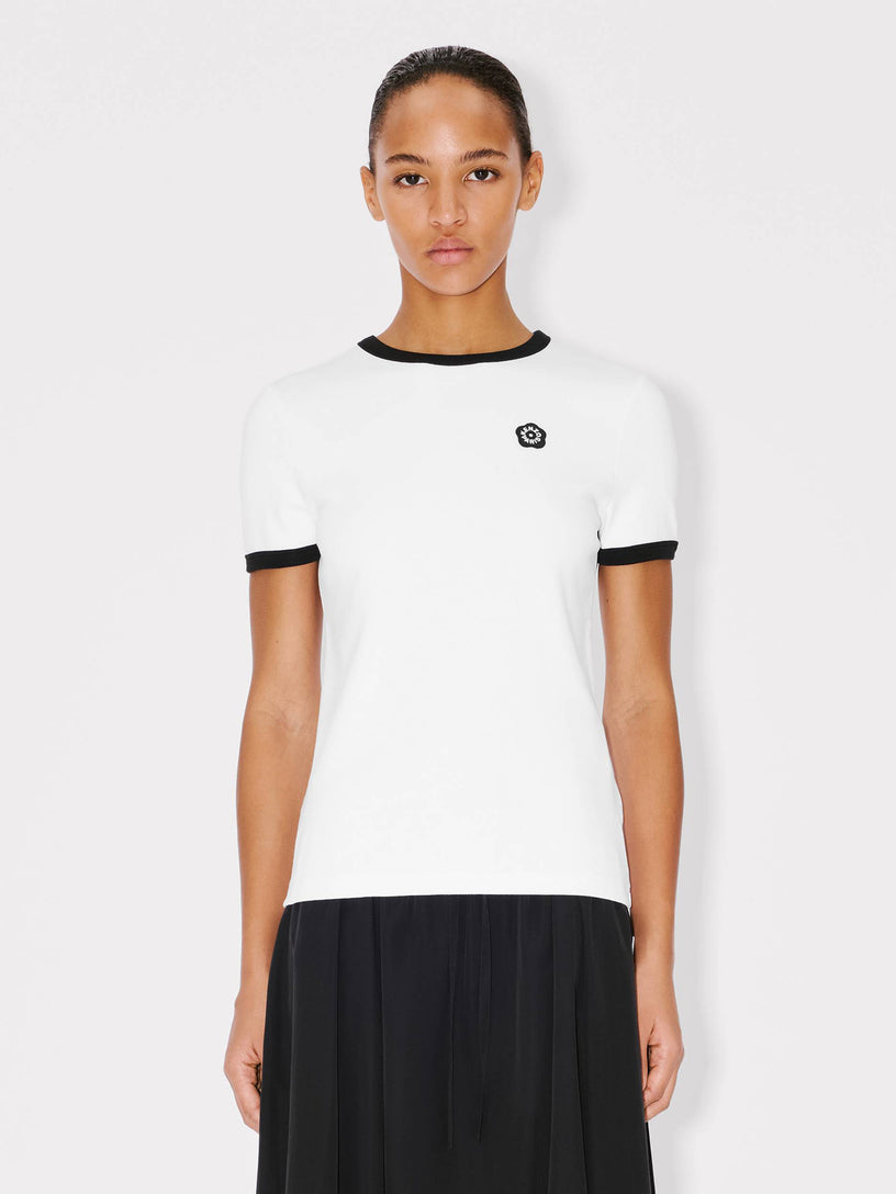 T-shirt aderente in cotone ricamata 'Boke Flower 2.0'