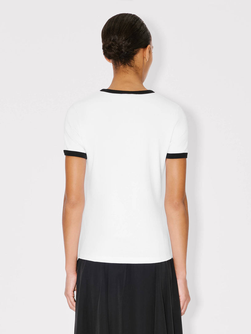 T-shirt aderente in cotone ricamata 'Boke Flower 2.0'