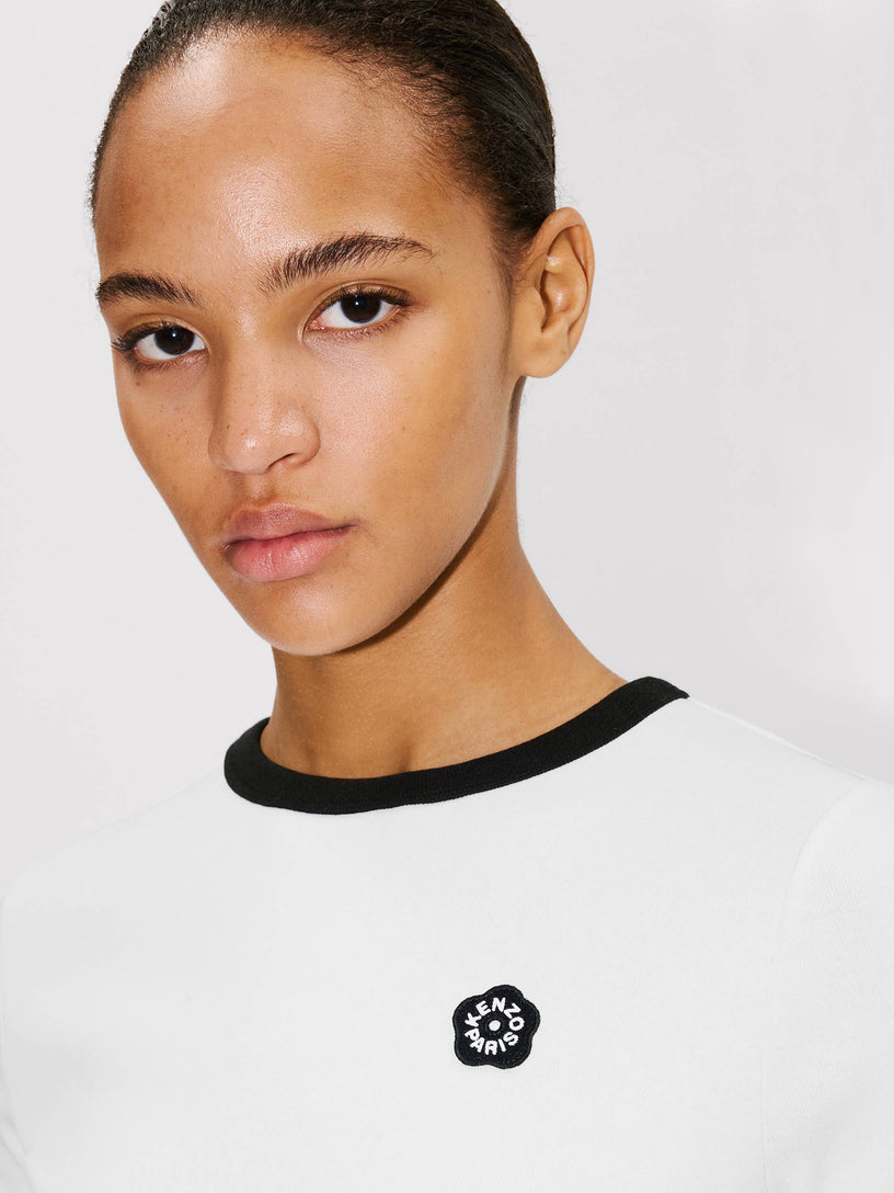 T-shirt aderente in cotone ricamata 'Boke Flower 2.0'