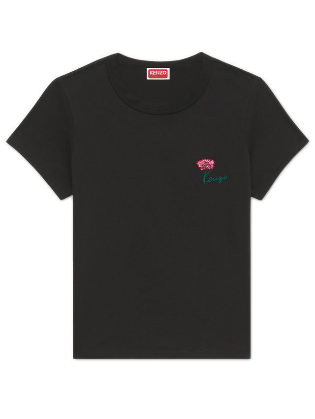 T-shirt vestibilità piccola in cotone ricamata 'Kenzo Tulip'