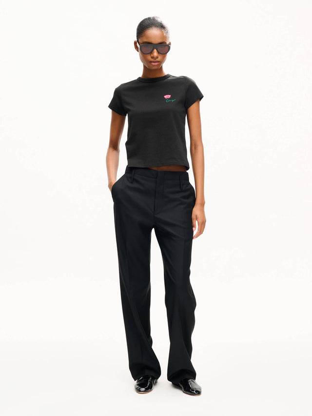 T-shirt vestibilità piccola in cotone ricamata 'Kenzo Tulip'