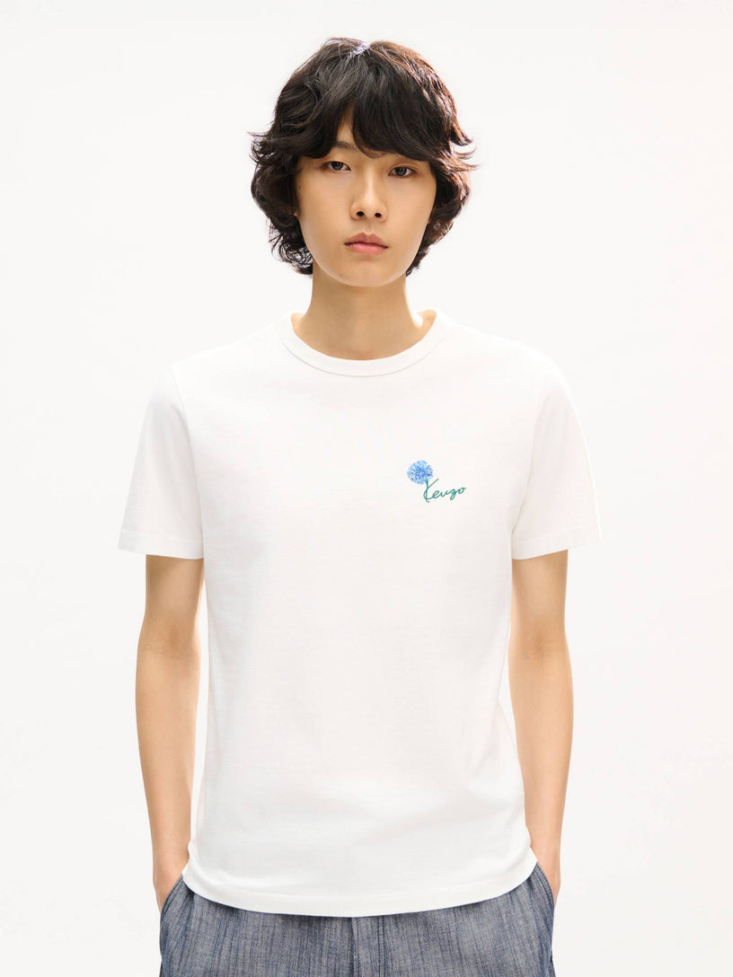 T-shirt slim in cotone ricamata 'Kenzo Tulip'