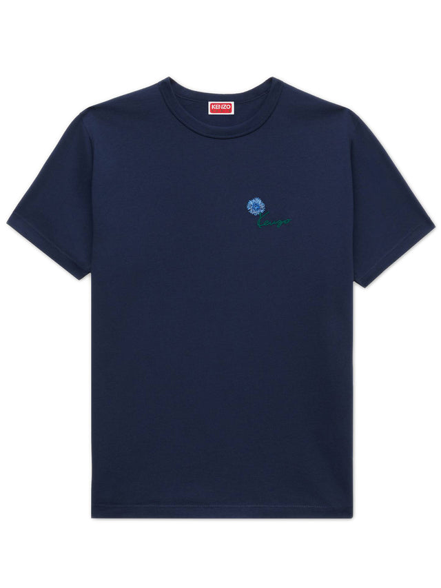 T-shirt slim in cotone ricamata 'Kenzo Tulip'