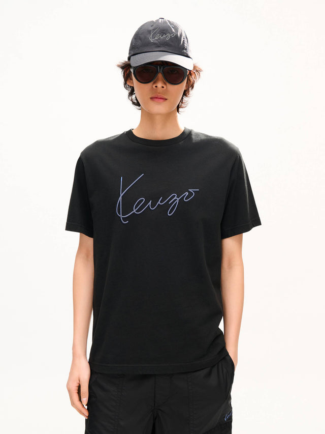 T-shirt in cotone ricamato 'KENZO Signature'