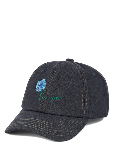 Cappellino in twill effetto denim ricamato 'KENZO Tulip'