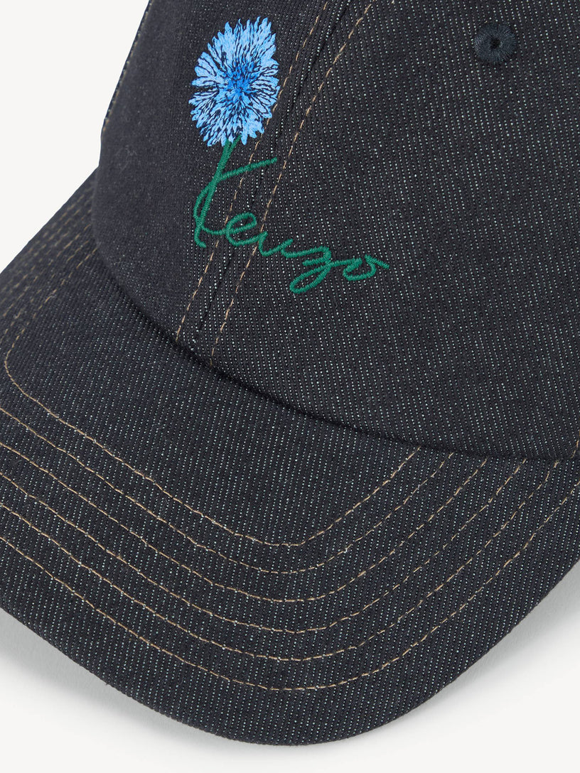 Cappellino in twill effetto denim ricamato 'KENZO Tulip'