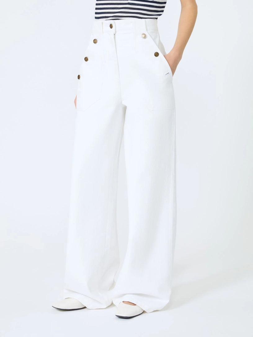 Pantalone Badesse wide leg in bull di cotone