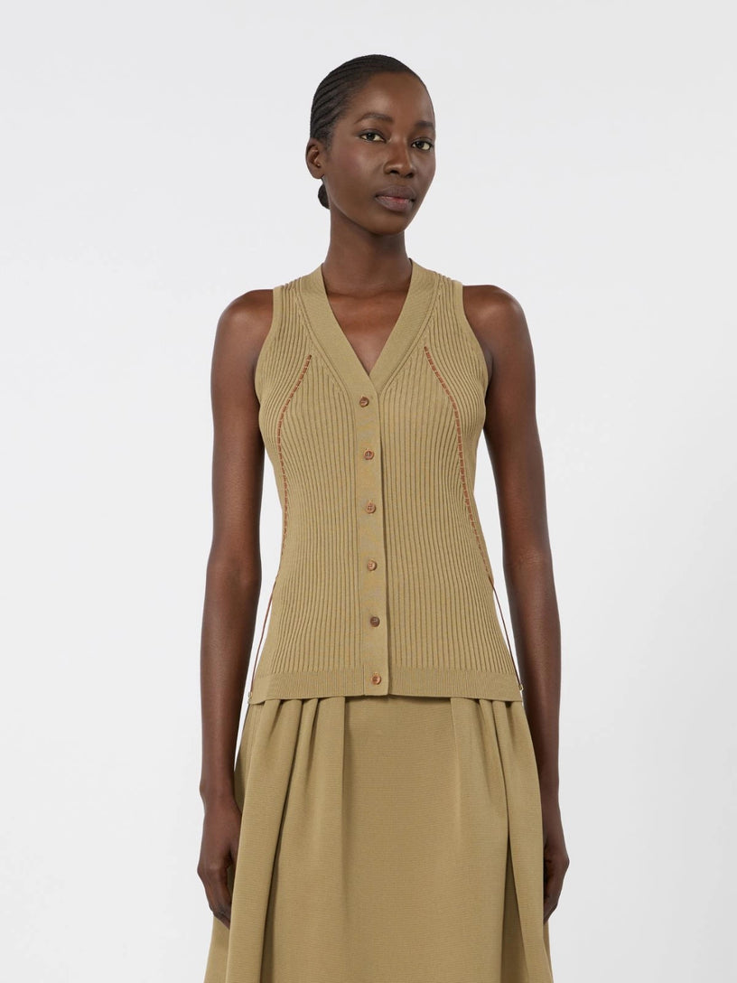 Gilet Fiorire in filato di cotone e viscosa