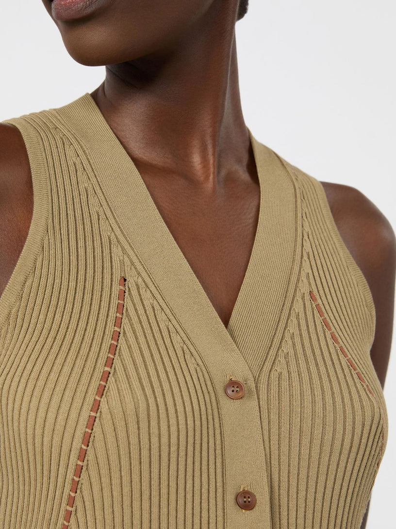 Gilet Fiorire in filato di cotone e viscosa