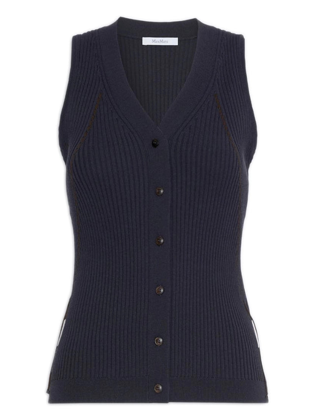 Gilet Fiorire in filato di cotone e viscosa