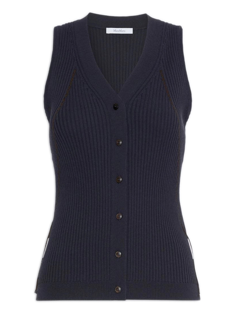 Gilet Fiorire in filato di cotone e viscosa