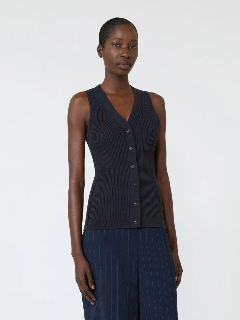Gilet Fiorire in filato di cotone e viscosa