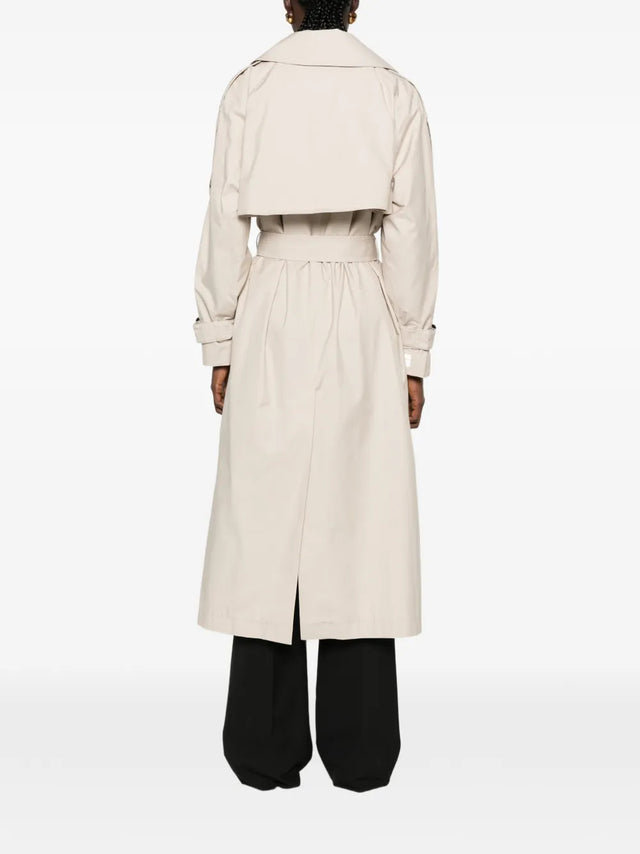 Long double-breasted trench coat in water-repellent cotton