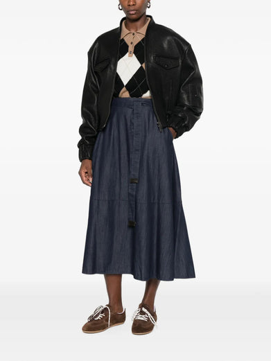 Gonna Ninfe svasata in denim di cotone