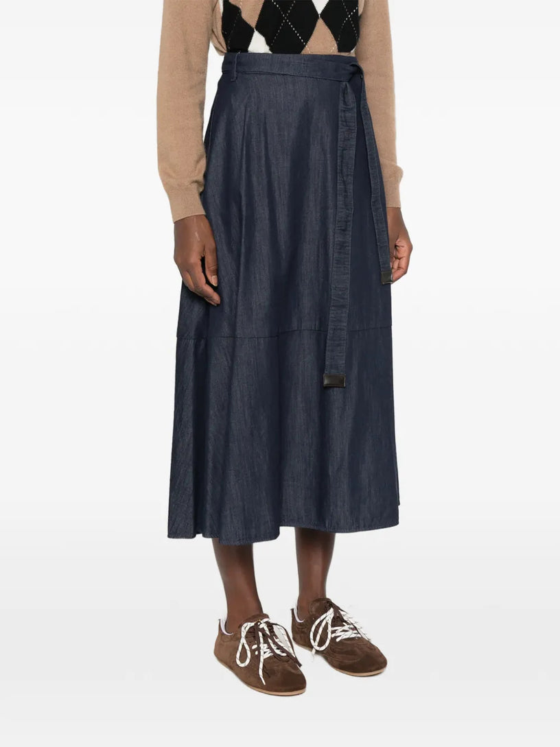 Gonna Ninfe svasata in denim di cotone