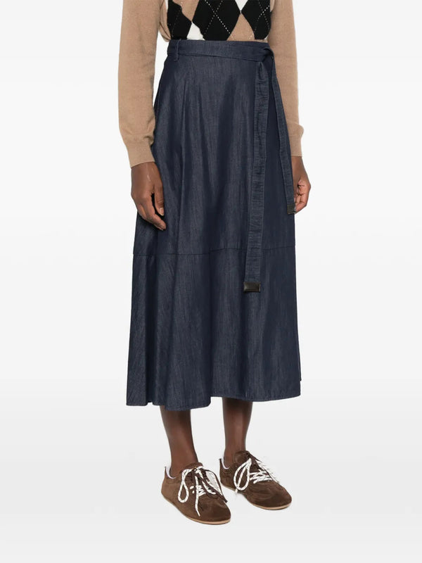 Ninfe flared skirt in cotton denim
