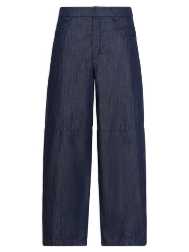 Pantalone Peplo barrel leg in denim di cotone