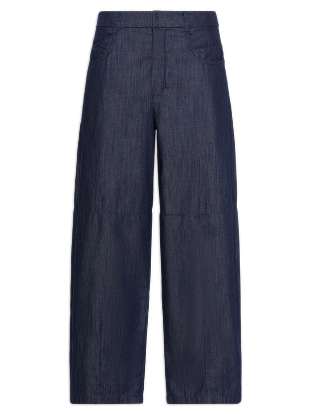 Pantalone Peplo barrel leg in denim di cotone