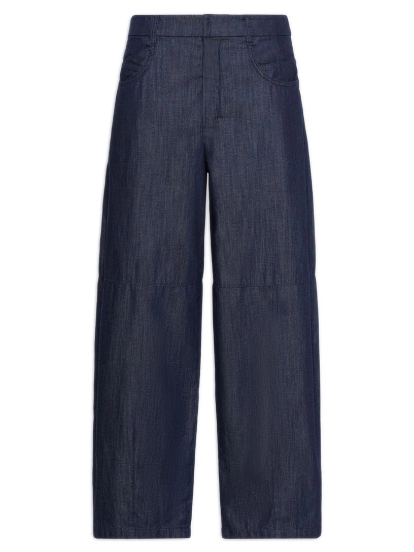 Pantalone Peplo barrel leg in denim di cotone