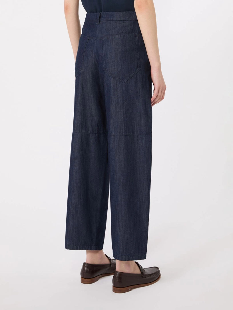 Pantalone Peplo barrel leg in denim di cotone