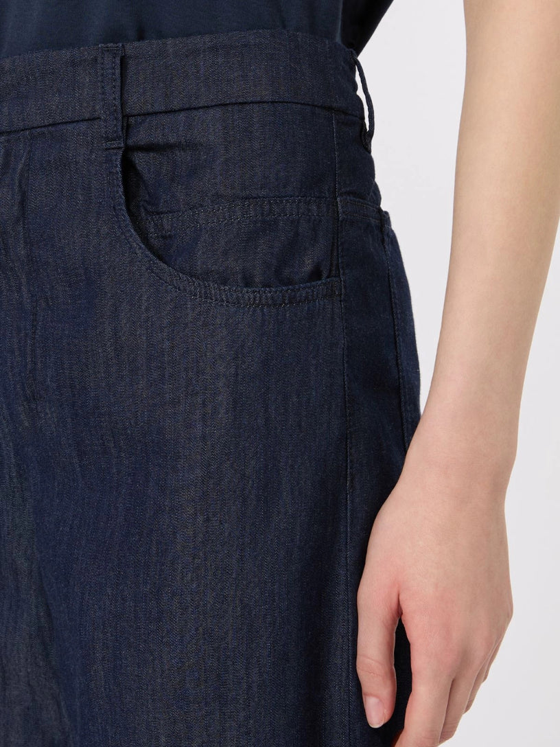 Pantalone Peplo barrel leg in denim di cotone
