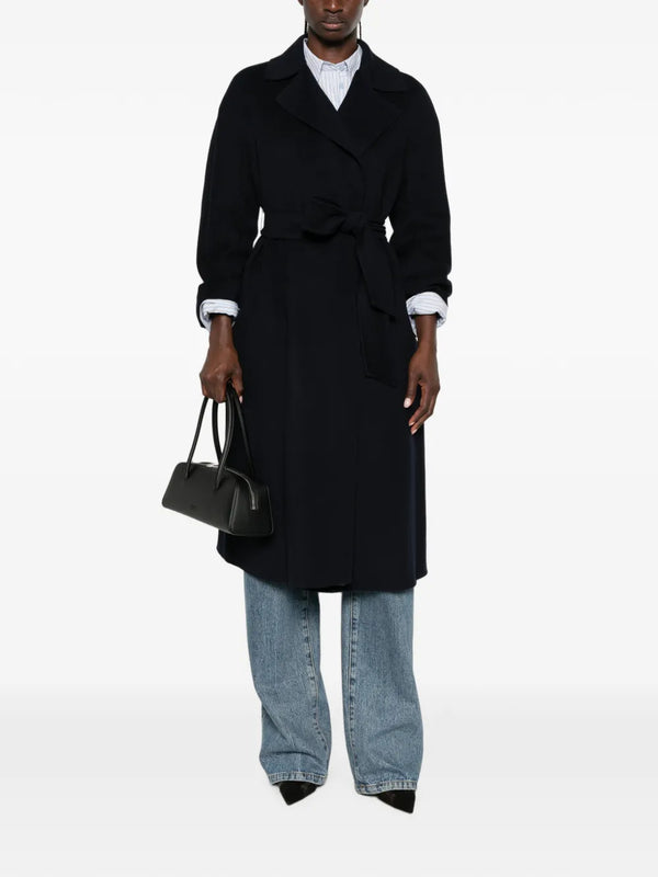 Cles long dressing gown coat in wool, cashmere and silk
