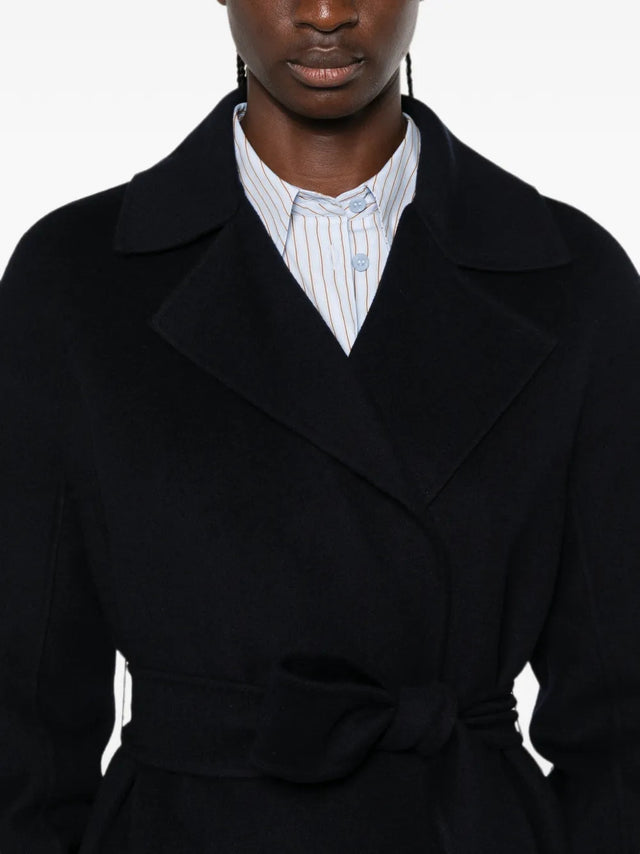 Cles long dressing gown coat in wool, cashmere and silk