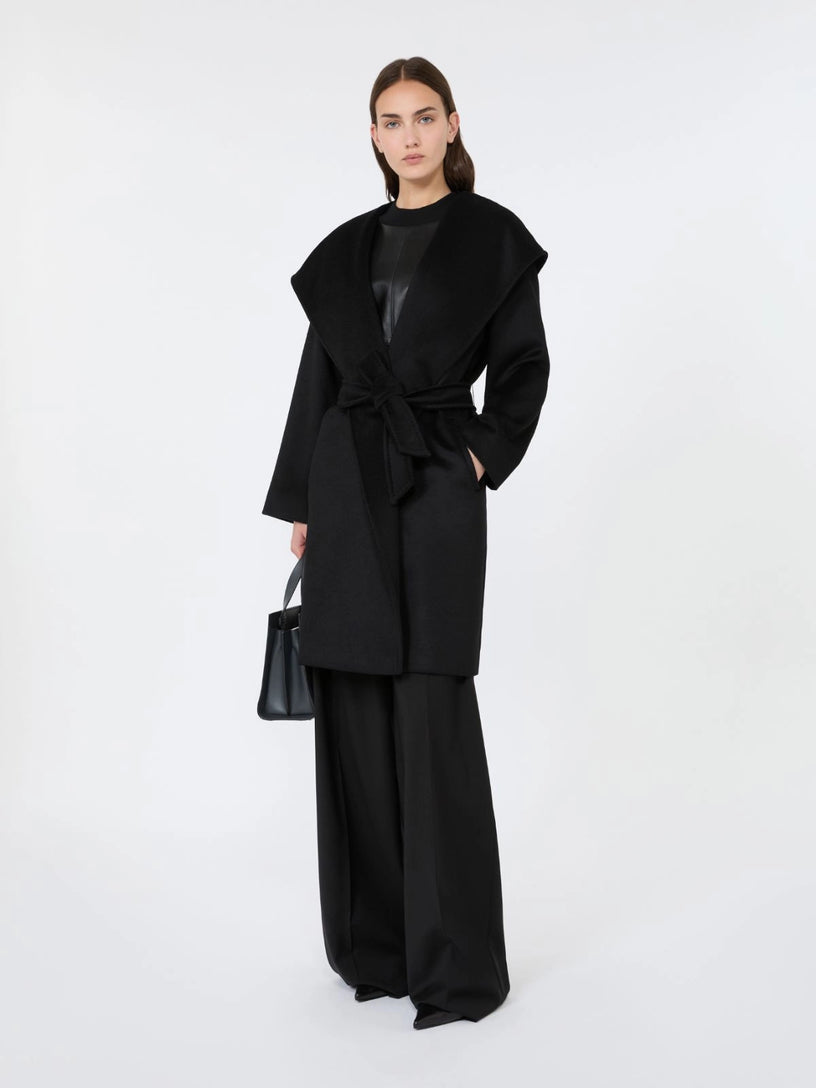 Cappotto Newmang a vestaglia in drap di lana