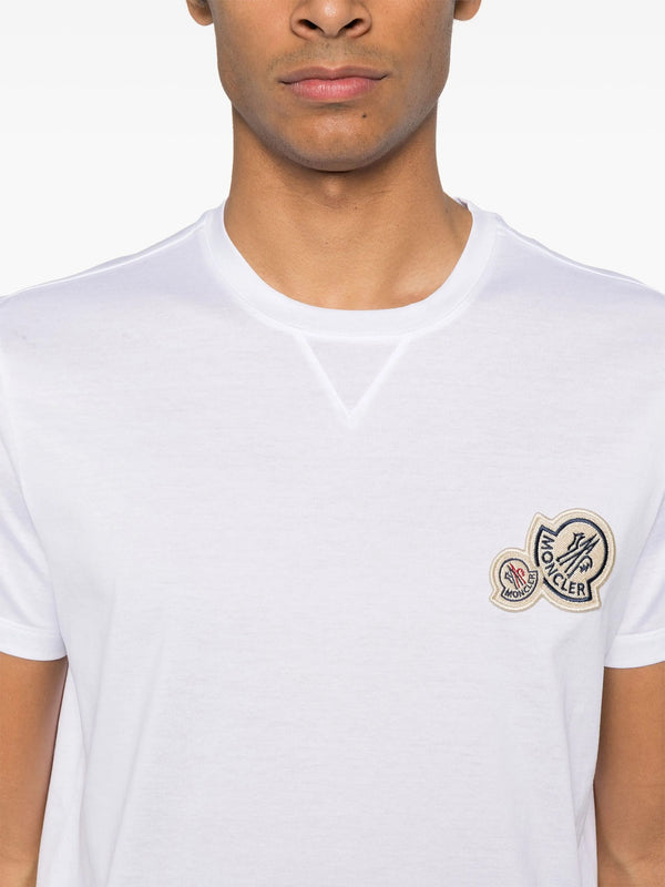 Double Logo Patch Cotton T-Shirt