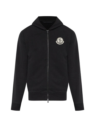 Felpa logata con cappuccio e zip in cotone effetto schizzo