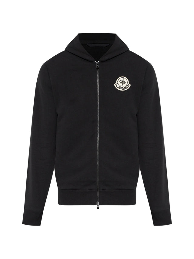 Felpa logata con cappuccio e zip in cotone effetto schizzo