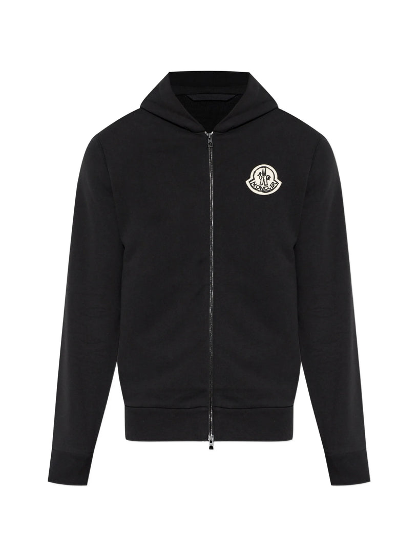 Felpa logata con cappuccio e zip in cotone effetto schizzo