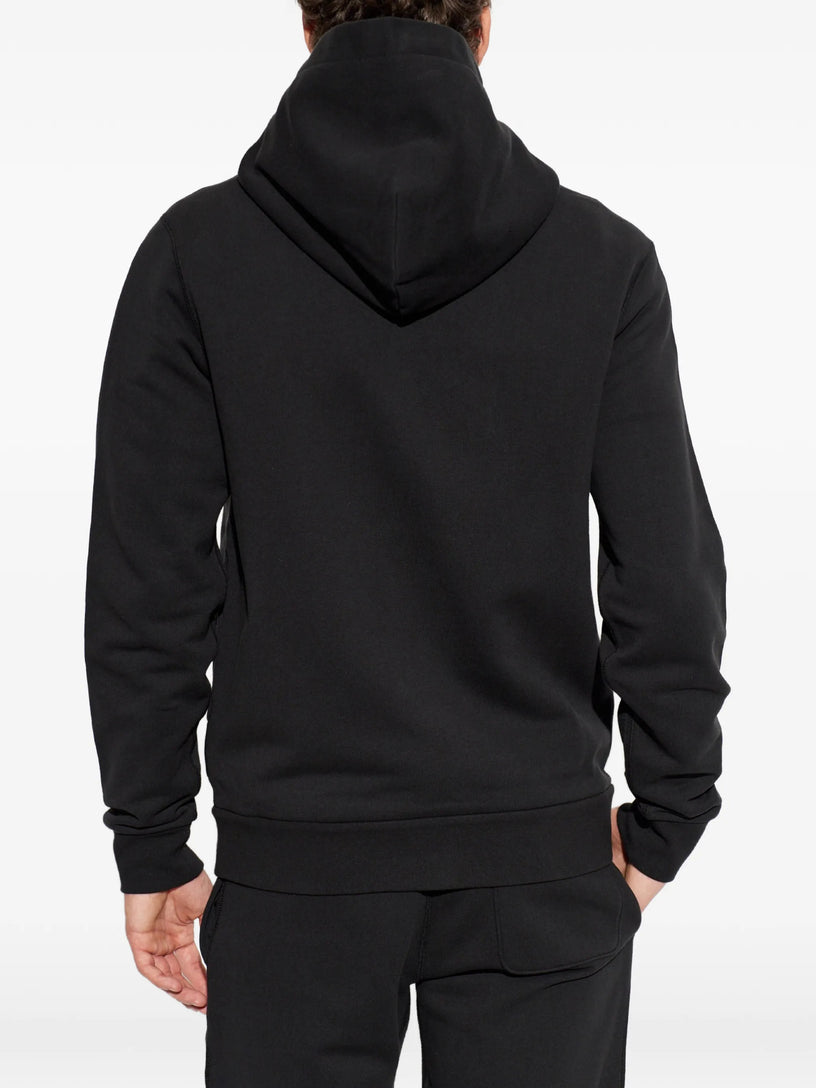 Felpa logata con cappuccio e zip in cotone effetto schizzo