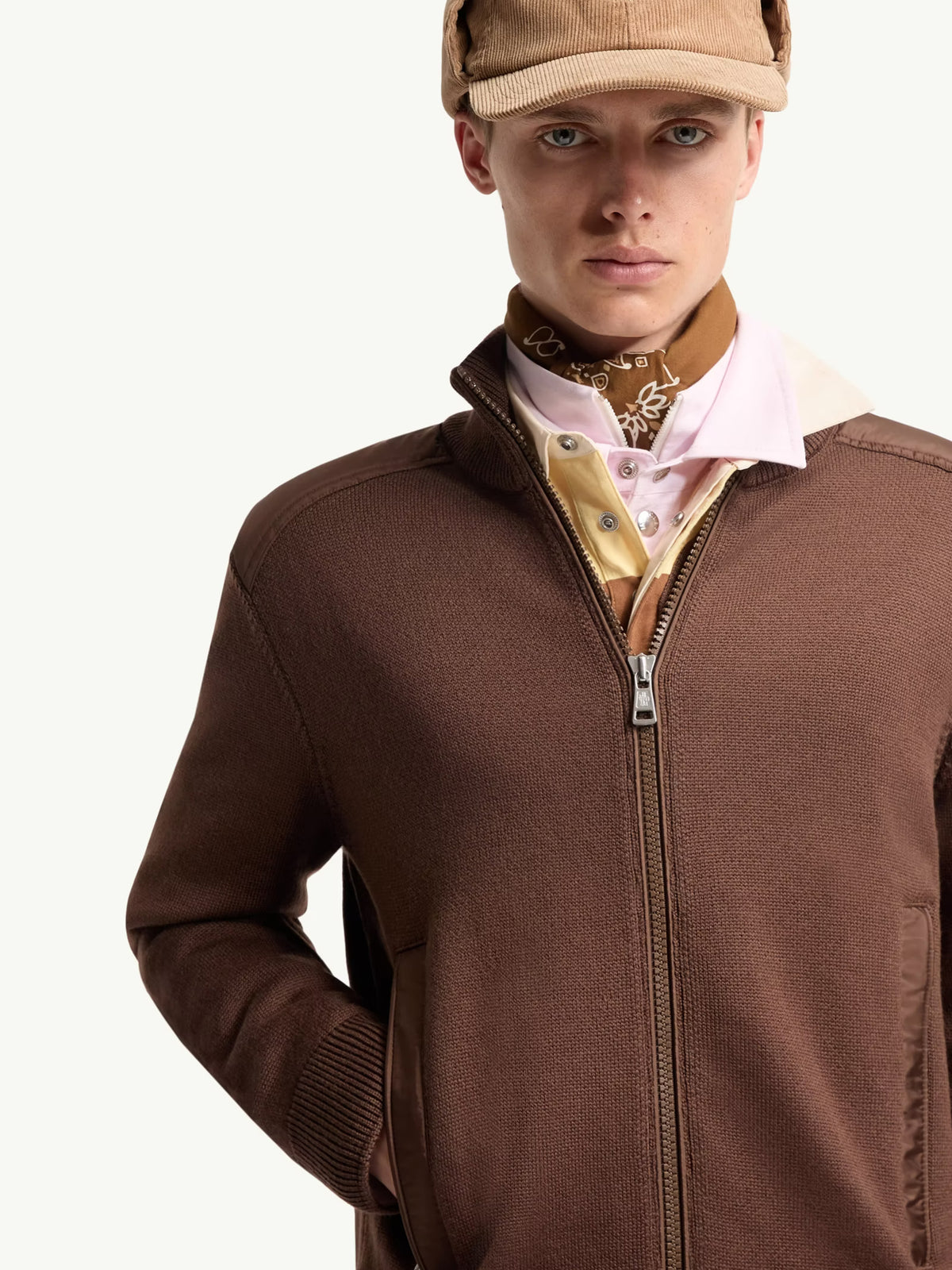 Cardigan imbottito in lana con zip