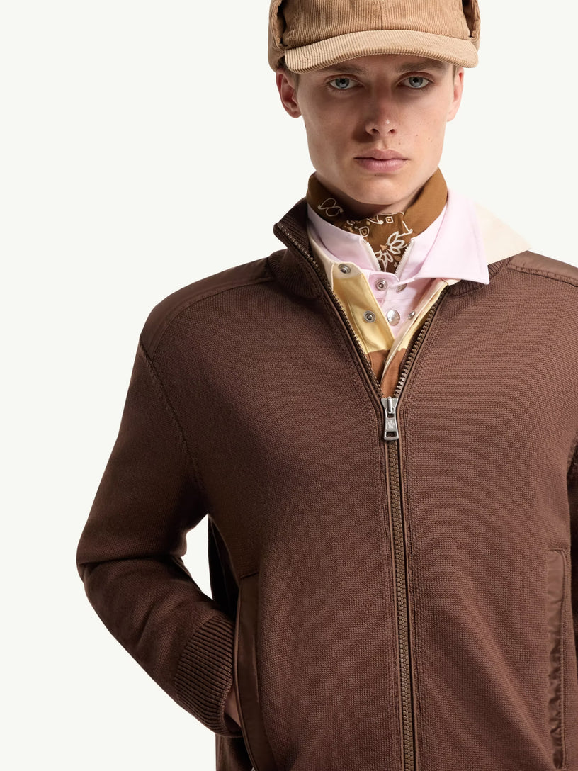 Cardigan imbottito in lana con zip
