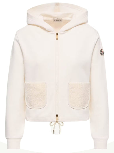Felpa con zip in misto cotone