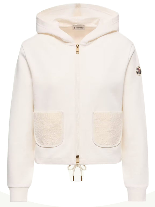 Felpa con zip in misto cotone