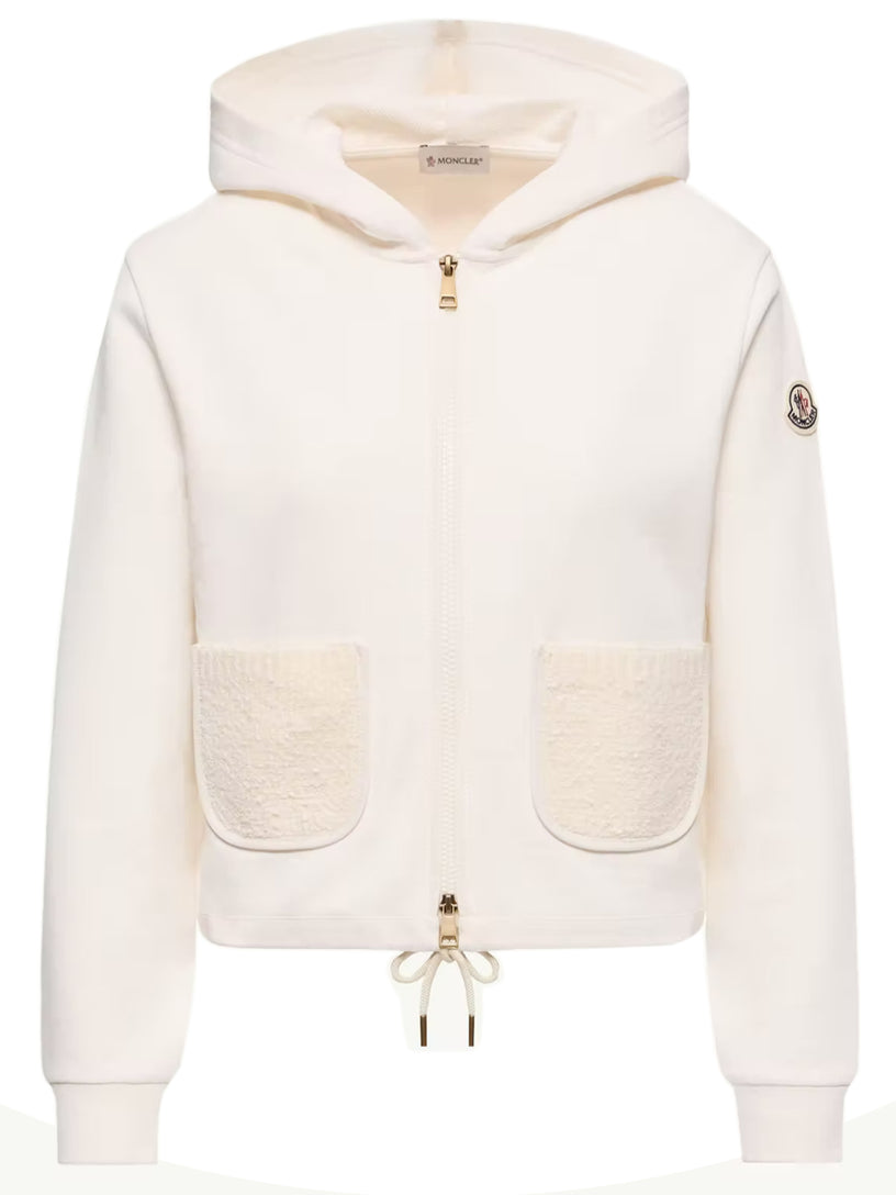 Felpa con zip in misto cotone