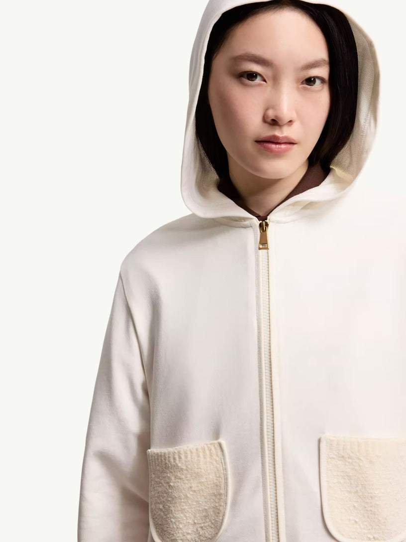 Felpa con zip in misto cotone