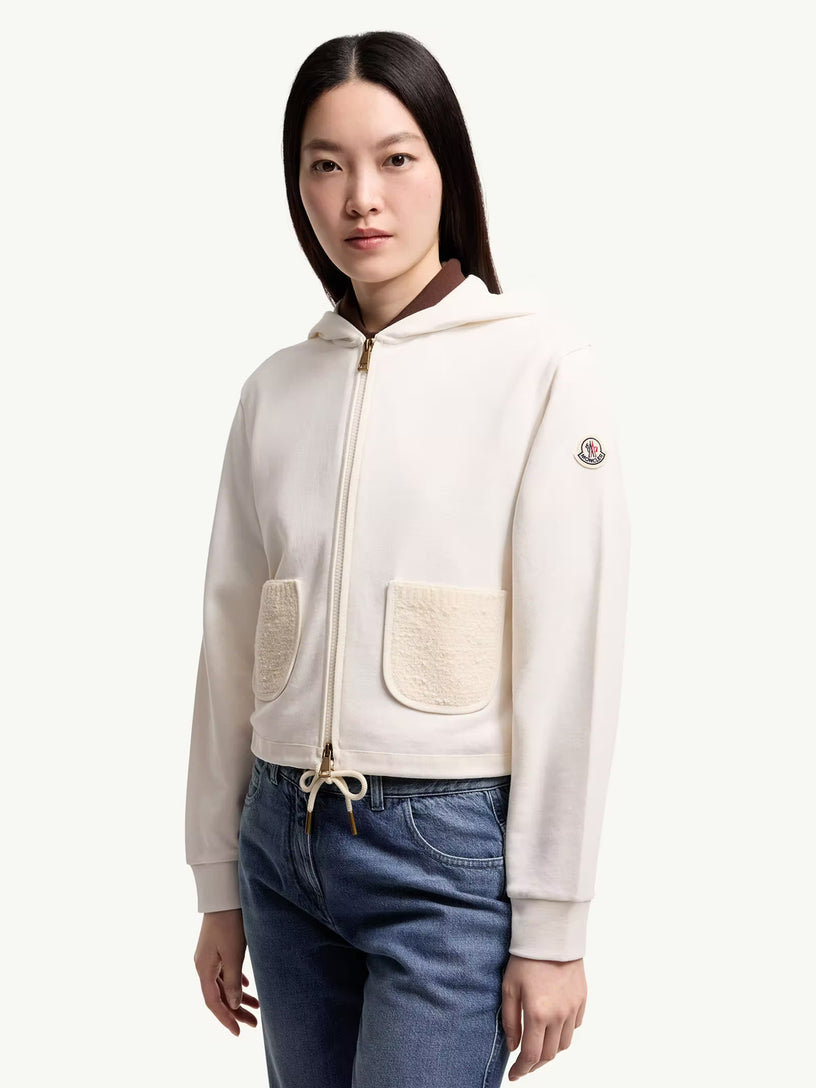 Felpa con zip in misto cotone