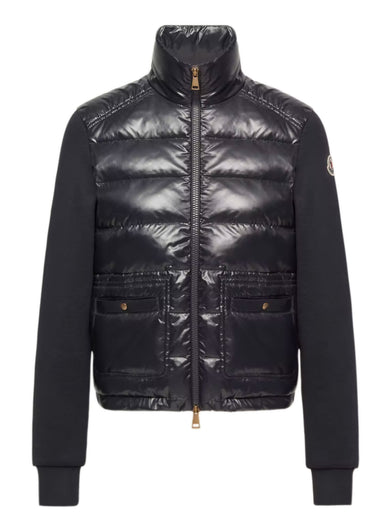Felpa con zip in cotone con parte anteriore in nylon