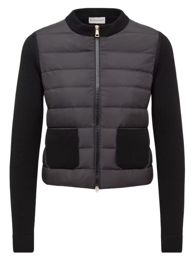 Cardigan imbottito in lana con zip
