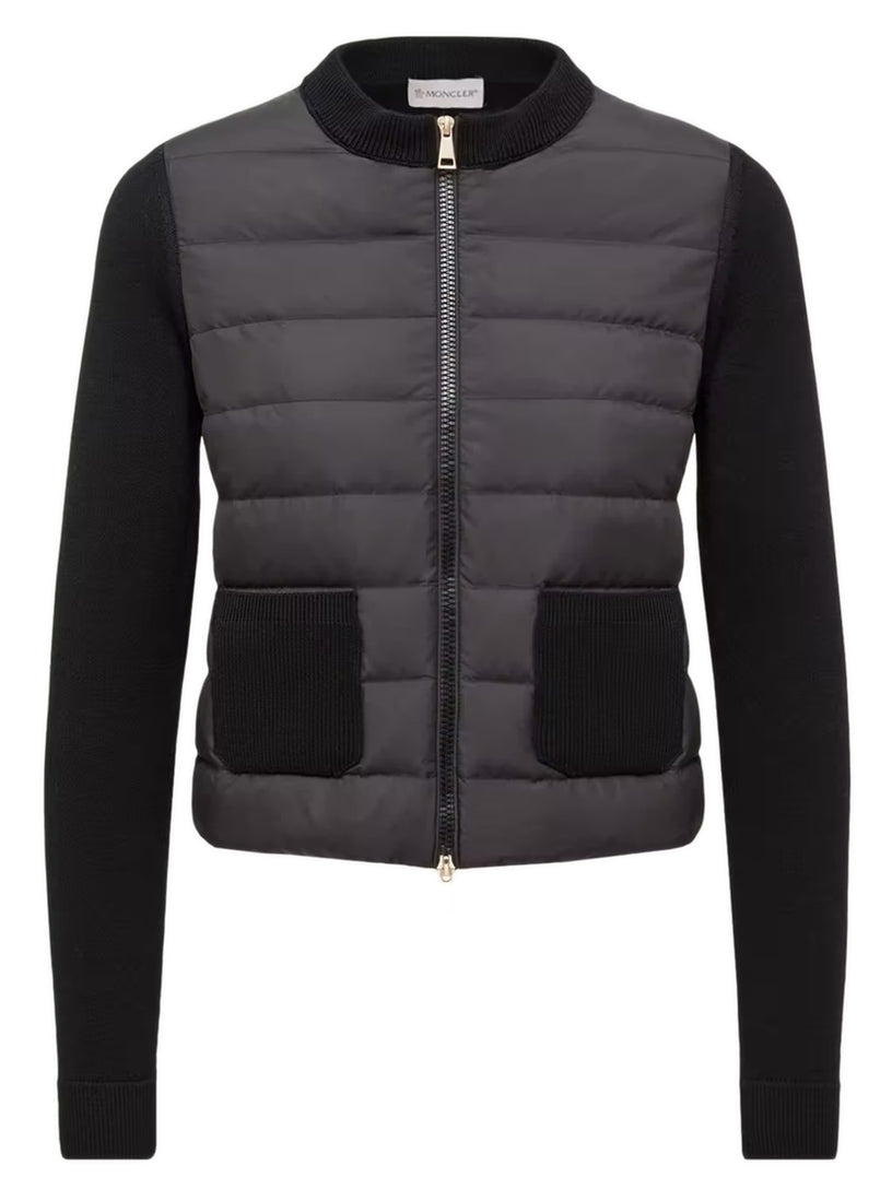 Cardigan imbottito in lana con zip